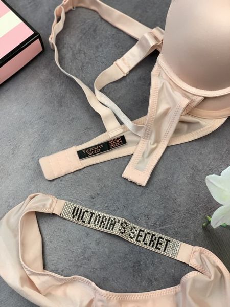 Комплект женский Victoria’s Secret Model Rhinestone двойка топ+трусики розовый kk002 14695 фото