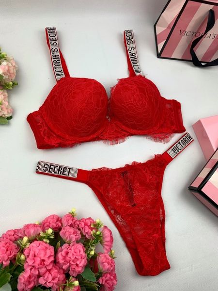 Комплект Victoria's Secret Кружева Красный kk032 25603 фото