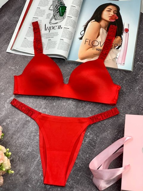 Комплект женский Victoria's Secret Бесшовный Красный kk035 25696 фото